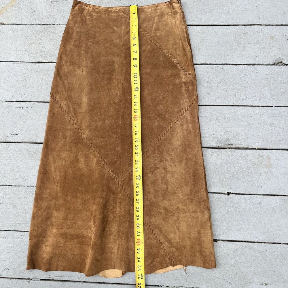 Wilsons Leather Brown Leather Maxi Skirt Western Cowgirl-Size 10 - Picture 7 of 7